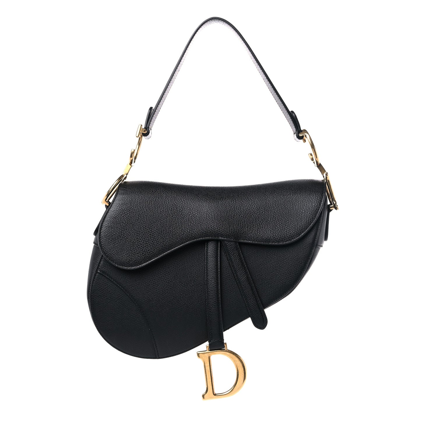 Grained Calfskin Saddle Bag Black