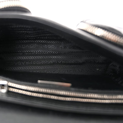 Prada Re-Nylon Spazzolato Double Pocket Buckle Shoulder Bag Black 5 of 10