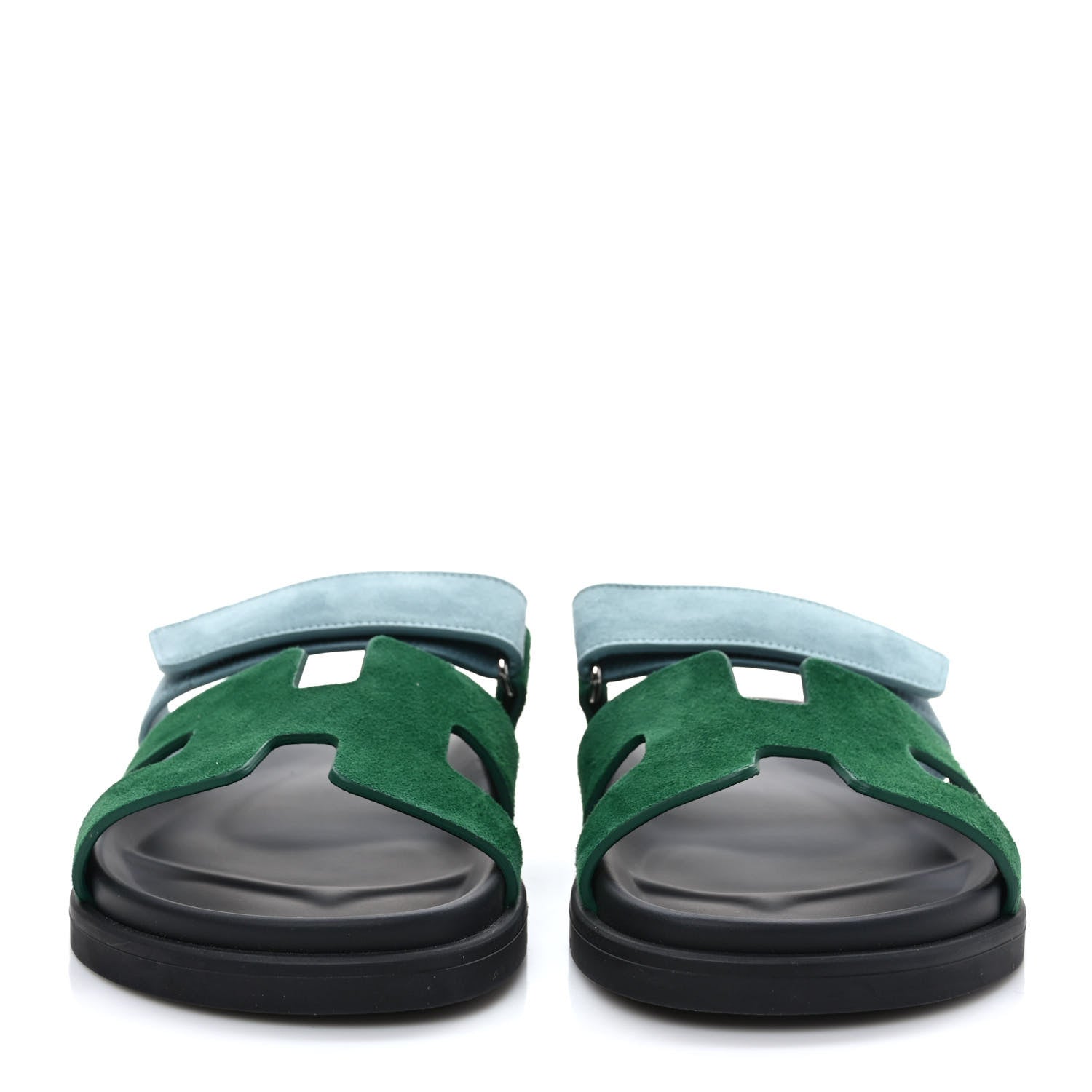 Hermes Suede Goatskin Womens Chypre Sandals 38 Vert Cactus Vert d'eau 38 2 of 8