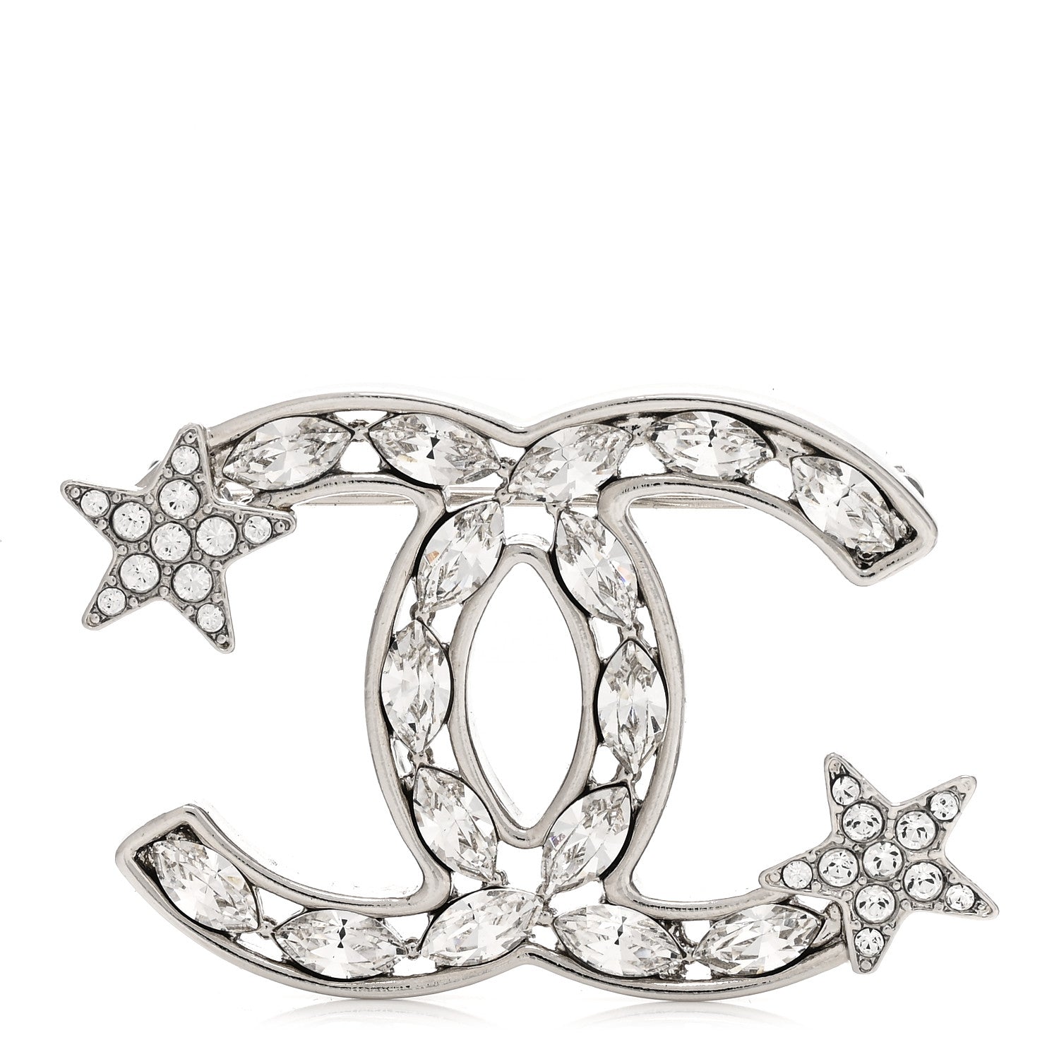 Chanel Crystal Starfall CC Brooch Silver 1 of 3