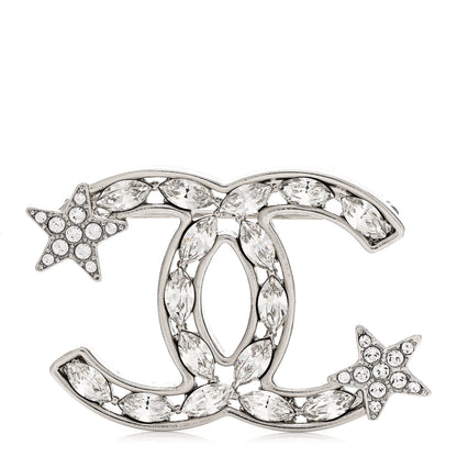 Chanel Crystal Starfall CC Brooch Silver 1 of 3
