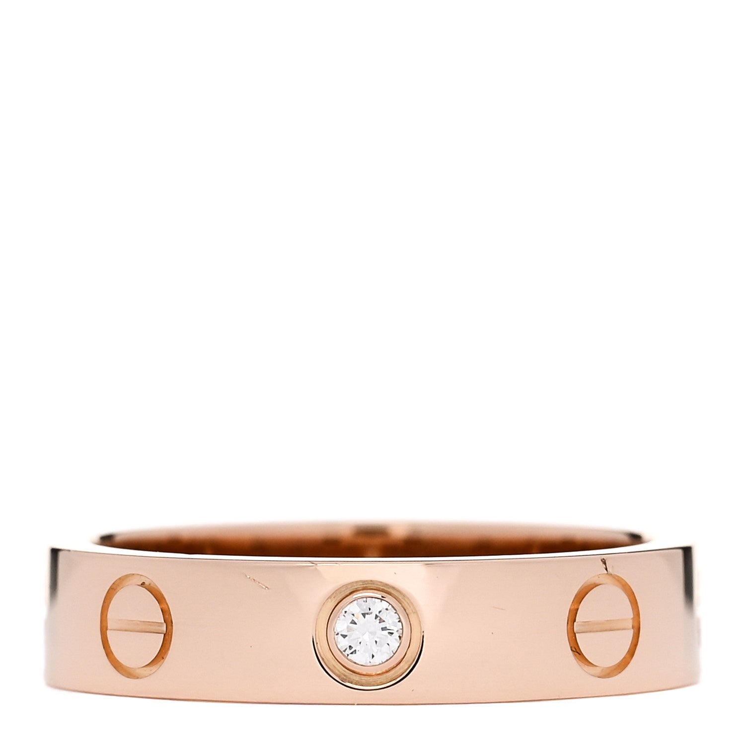 Cartier 18K Pink Gold Diamond 4mm LOVE Wedding Band Ring 49 5 1 of 6