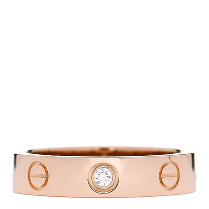 Cartier 18K Pink Gold Diamond 4mm LOVE Wedding Band Ring 49 5 1 of 6