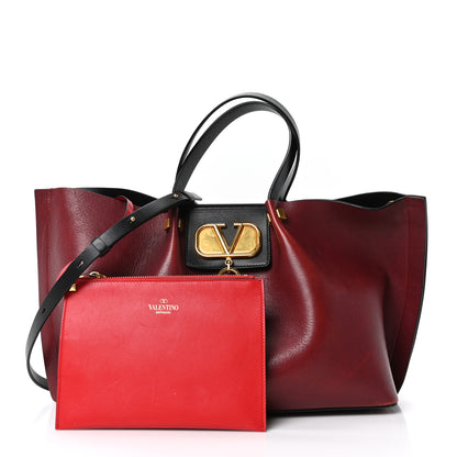 Valentino Garavani Grainy Calfskin Medium VLogo Escape Shopper Rubin 3 of 10