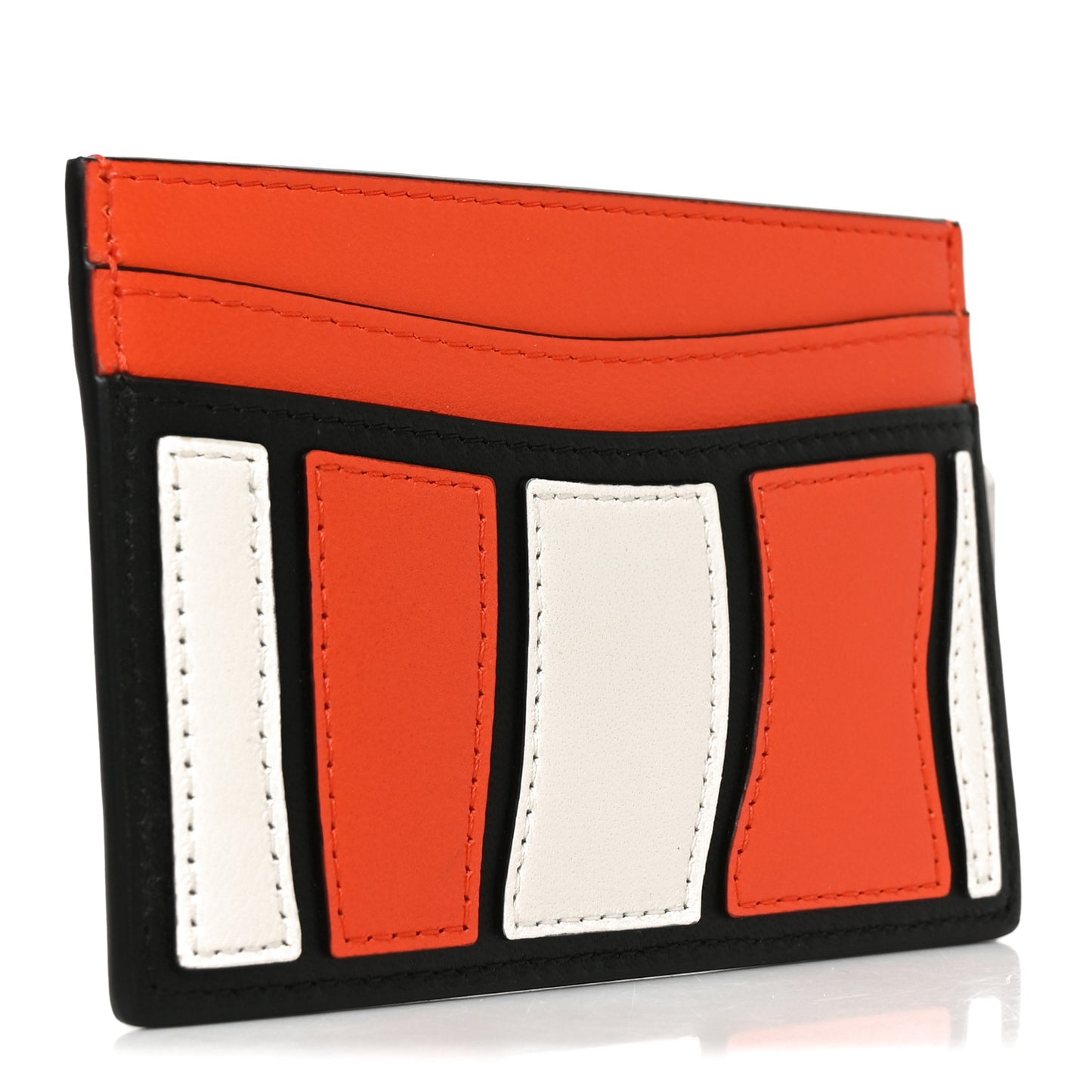 Calfskin Coco Beach Card Holder Orange White Black