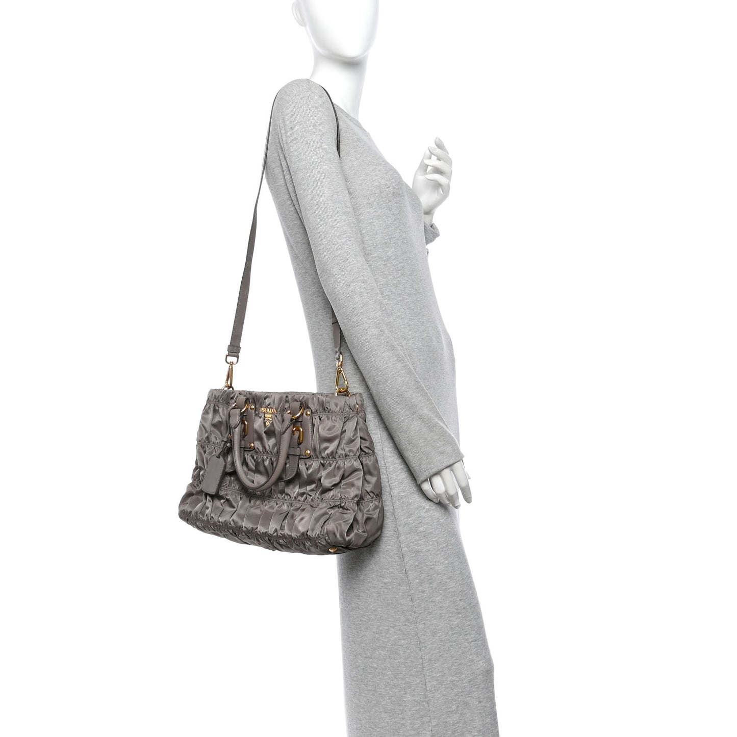 Tessuto Nylon Gaufre Shopping Satchel Argilla