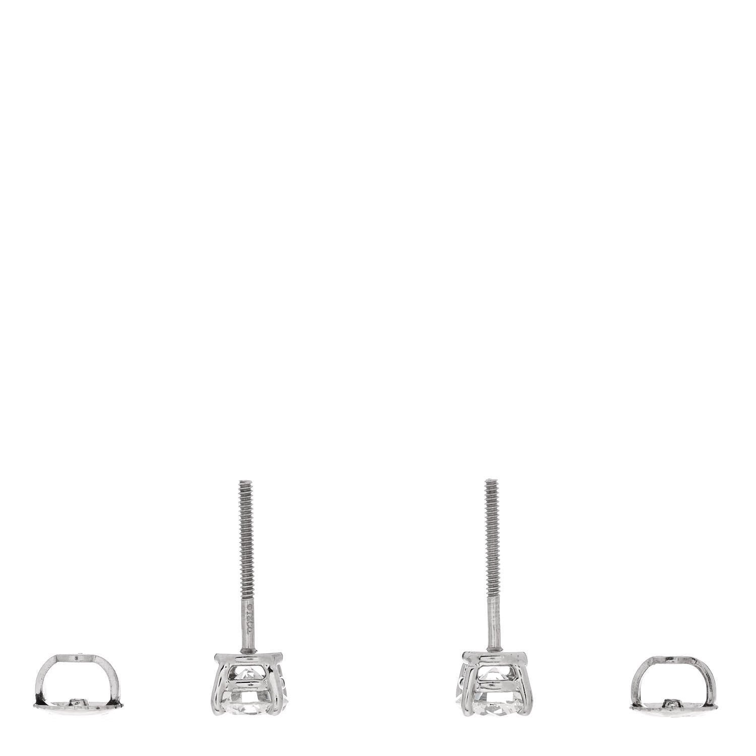Tiffany Platinum Diamond .92ctw Round Solitaire Earrings 3 of 5