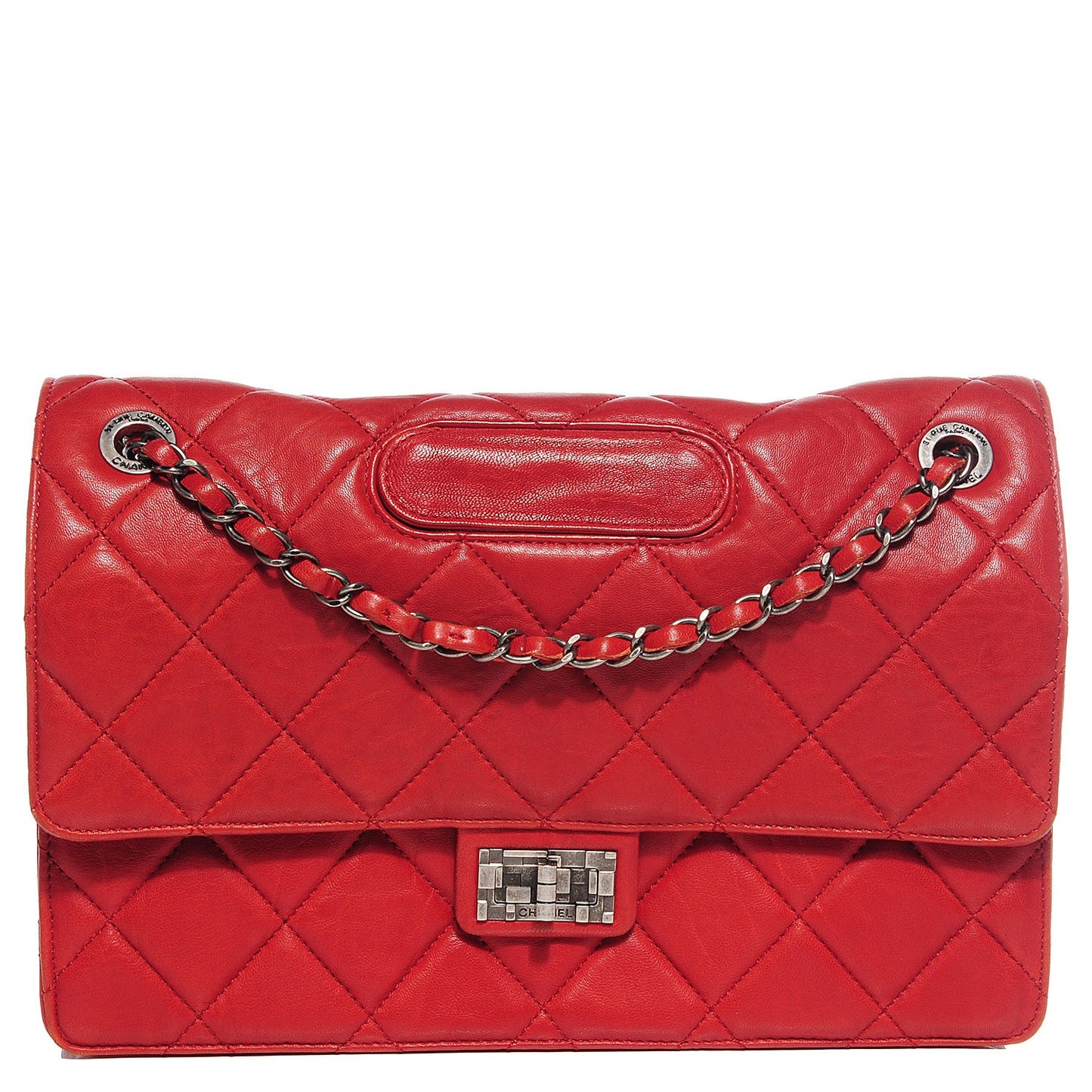 Washed Lambskin Jumbo Take Away Flap Red