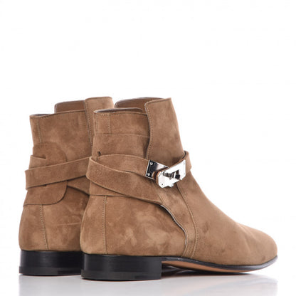 Hermes Suede Neo Low Boots 37.5 Ecorce 4 of 12