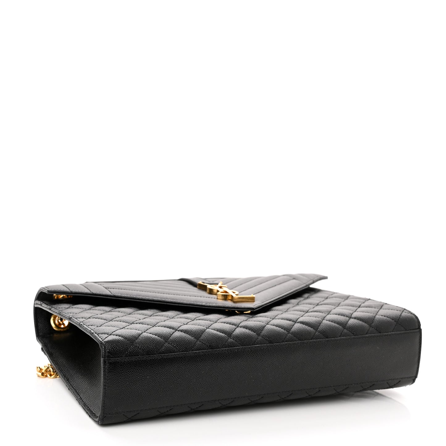 Grain De Poudre Textured Mixed Matelasse Large Triquilt Monogram Satchel Black