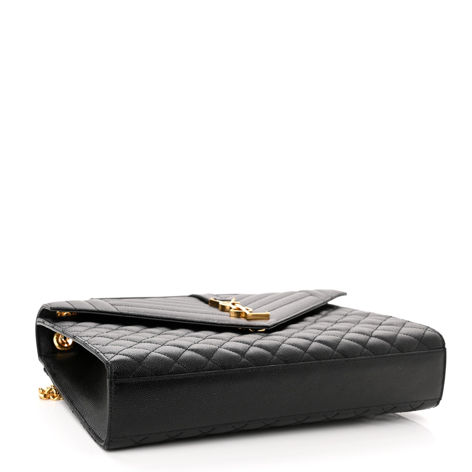 Saint Laurent Grain De Poudre Textured Mixed Matelasse Large Triquilt Monogram Satchel Black 3 of 10