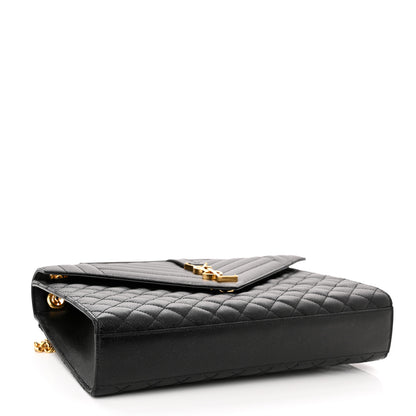 Saint Laurent Grain De Poudre Textured Mixed Matelasse Large Triquilt Monogram Satchel Black 3 of 10