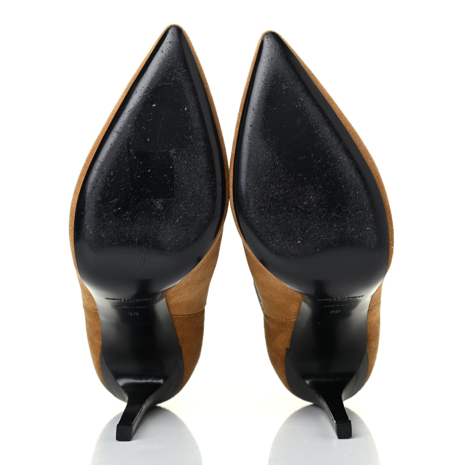 Saint Laurent Suede Classic Paris Ela 110 Ankle Boots 38 Cinnamon 4 of 4