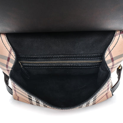 Burberry Haymarket Check Large Bridle Saddle Bag Dark Clove Brown 6 of 8