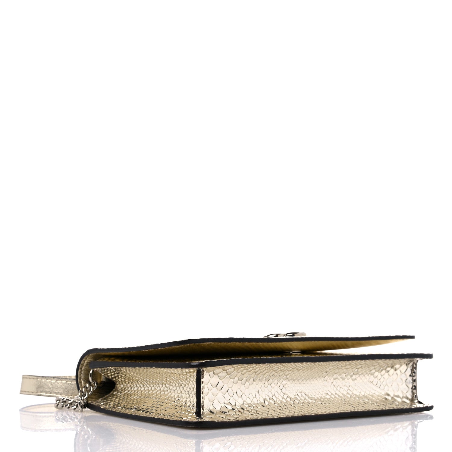 Jimmy Choo Metallic Calfskin Snake Embossed Palace Crossbody Champagne Silver 4 of 8