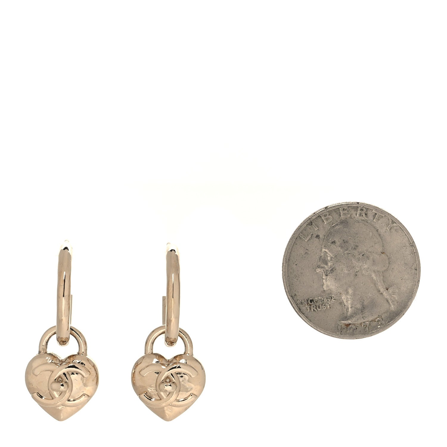 Chanel Metal CC Heart Turnlock Drop Earrings Gold 2 of 5