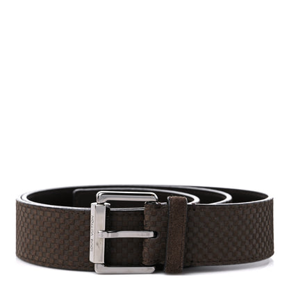 Louis Vuitton Suede Calfskin Mini Damier Belt 90/36 Moka 1 of 6