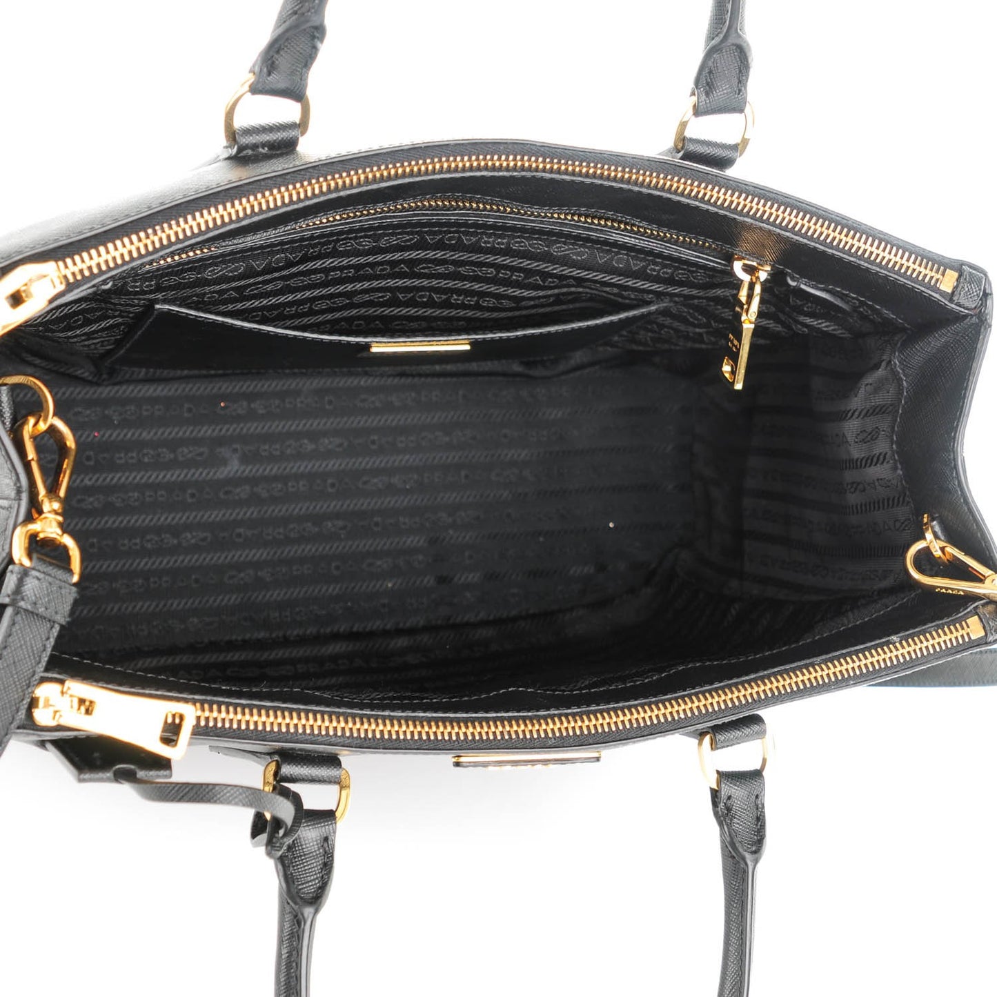 Saffiano Medium Galleria Double Zip Tote Black