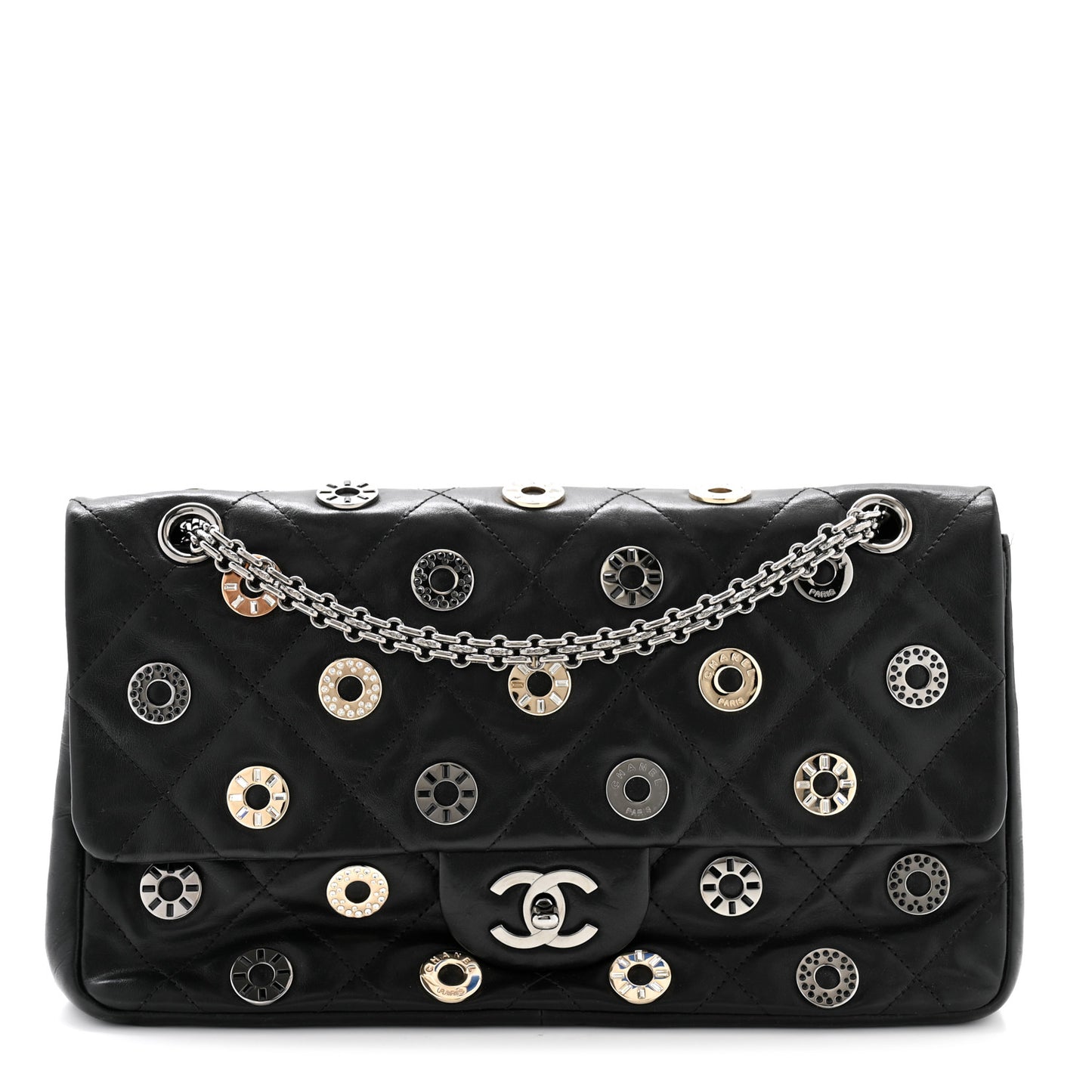Lambskin Quilted Star Attitude Jumbo Flap Bag Black