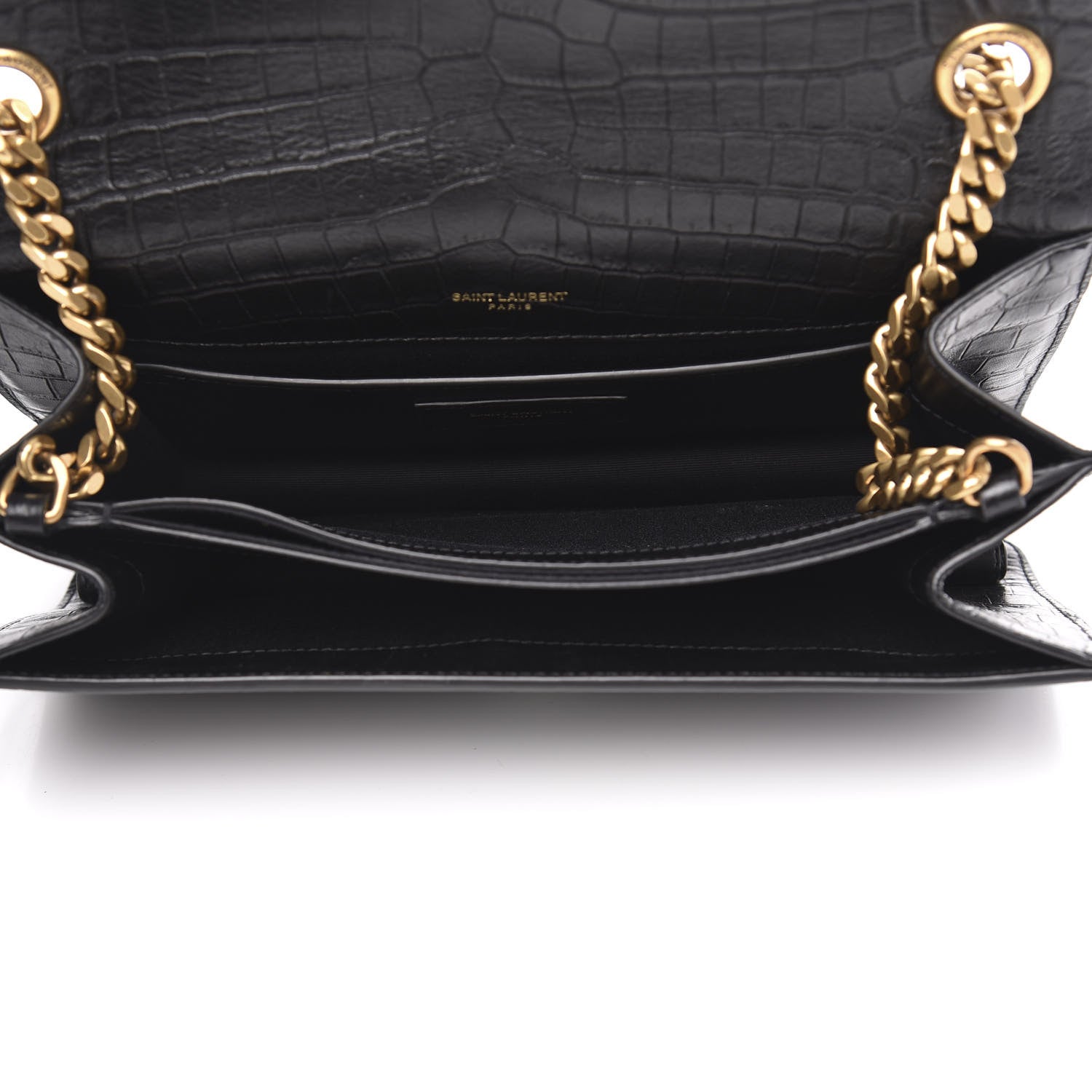 Saint Laurent Calfskin Crocodile Embossed Monogram Medium Sunset Black 5 of 10