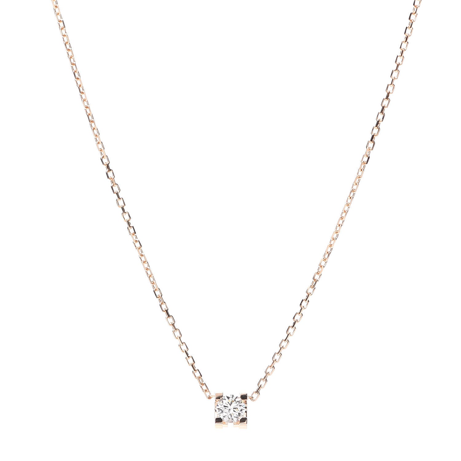 Cartier 18K Pink Gold Diamond .18ct C De Pendant Necklace 1 of 7