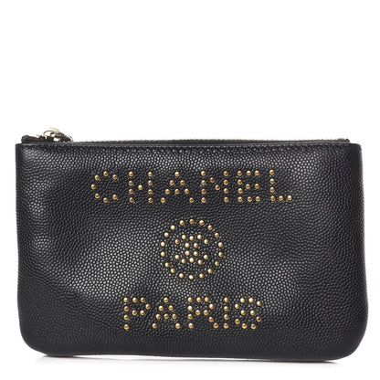Chanel Caviar Studded Deauville Cosmetic Pouch Black 1 of 8
