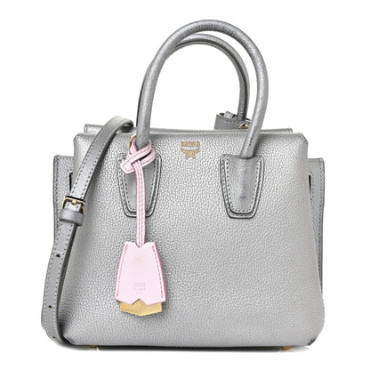 MCM Metallic Grained Calfskin Mini Milla Tote Spike Silver 1 of 21