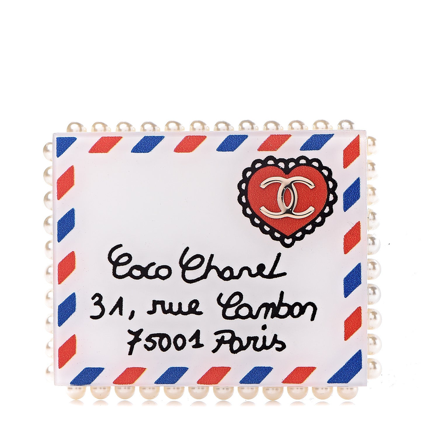 Resin Pearl Letter Brooch Black White Blue Red