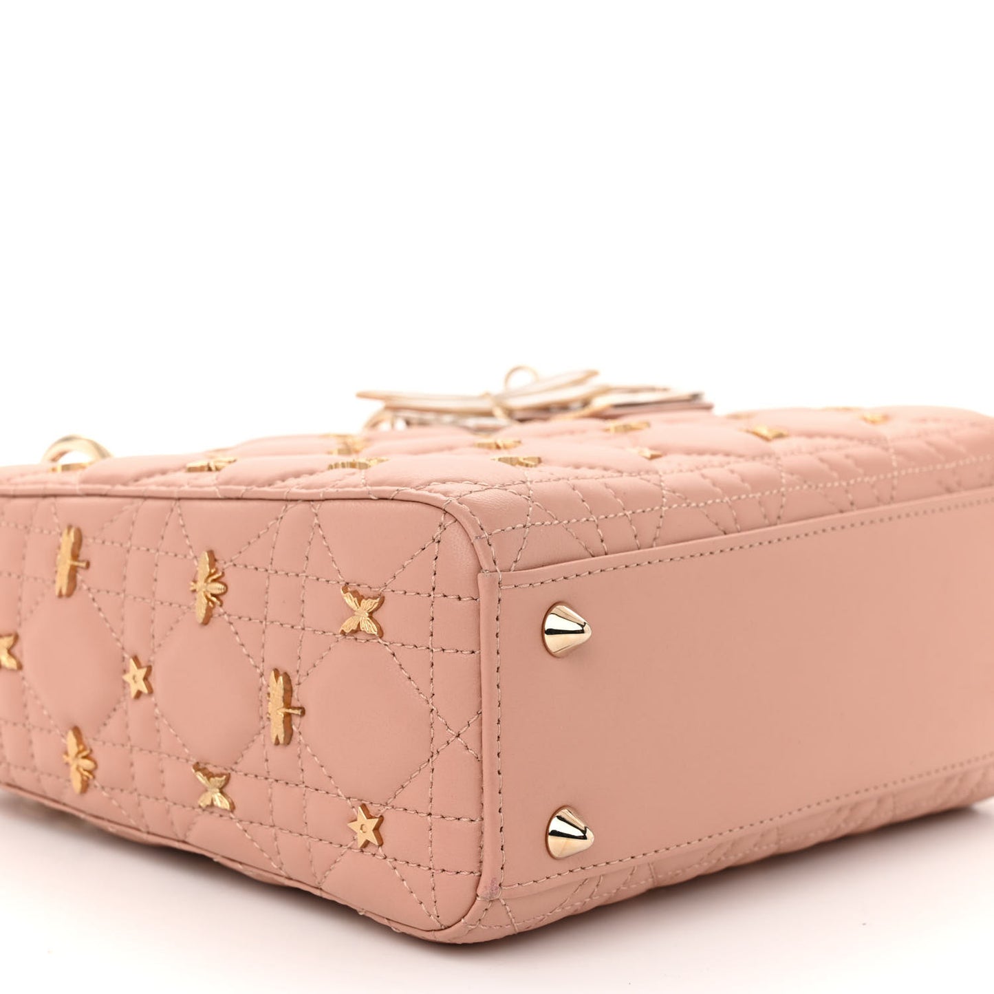 Lambskin Cannage Dragonfly Studs Small Lady Dior Rose Des Vents