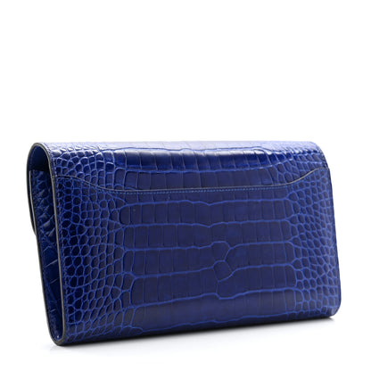 Hermes Shiny Alligator Constance Long Wallet Bleu Electric 3 of 10