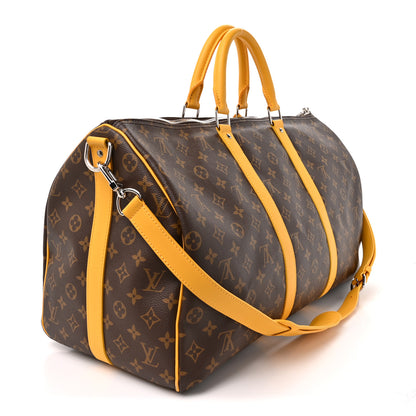 Louis Vuitton Monogram Macassar Keepall Bandouliere 50 Safran Yellow 3 of 12
