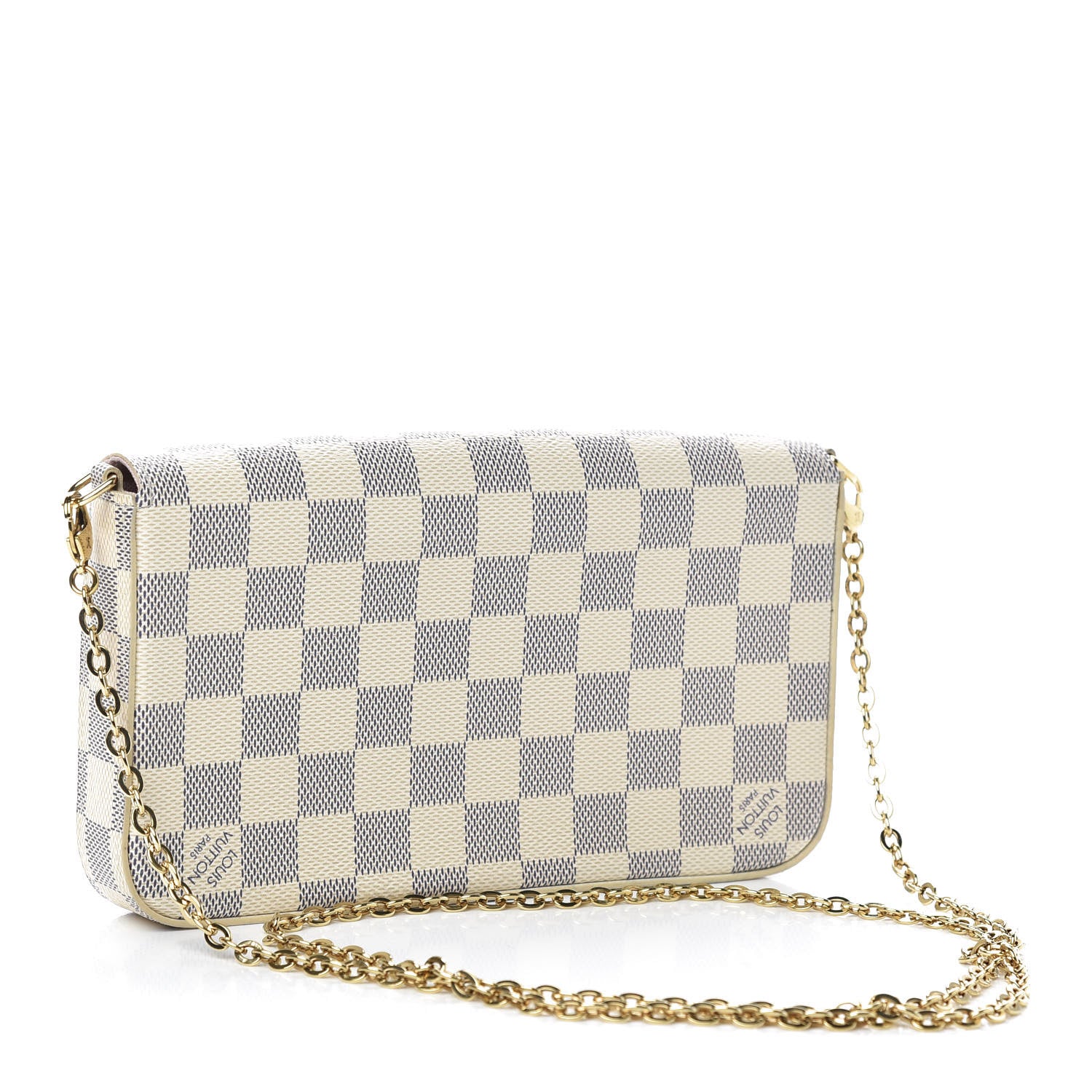 Louis Vuitton Damier Azur Pochette Felicie Chain Wallet Rose Ballerine 3 of 11