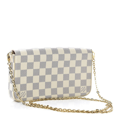 Louis Vuitton Damier Azur Pochette Felicie Chain Wallet Rose Ballerine 3 of 11