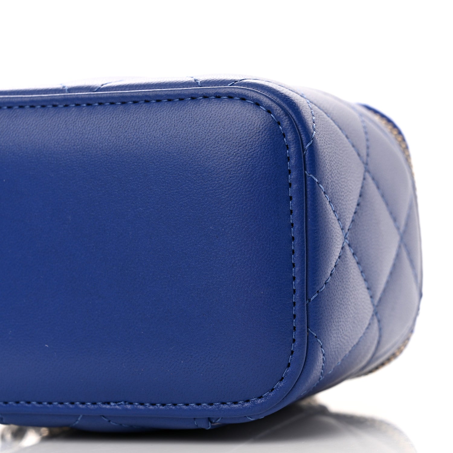 Chanel Lambskin Quilted Top Handle Mini Vanity Case With Chain Blue 10 of 11