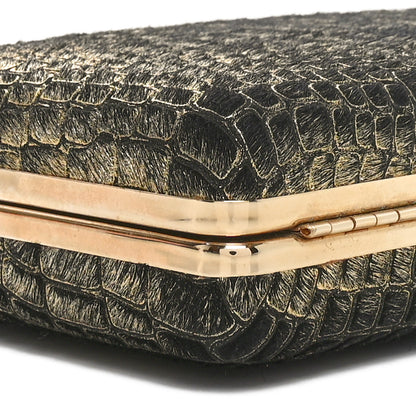 Lanvin Ponyhair Crocodile Print Clutch Black Gold 8 of 9