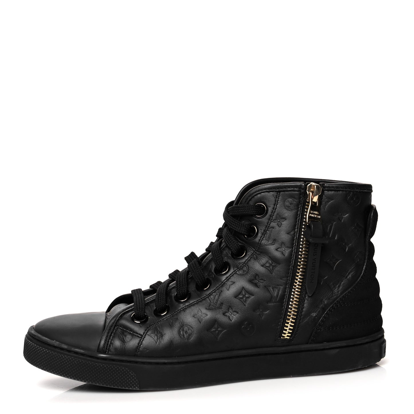 Calfskin Embossed Monogram Punchy High Top Sneakers 34 Black