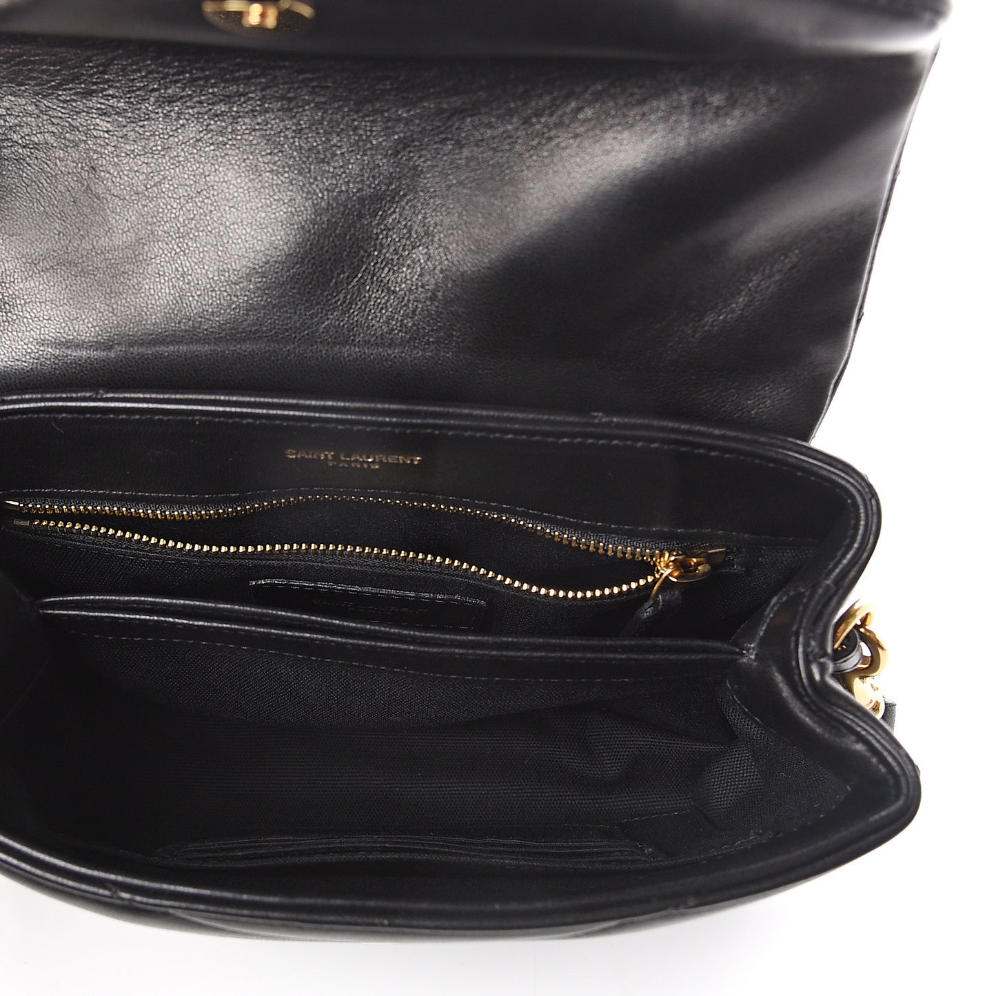 Calfskin Y Quilted Monogram Toy Loulou Crossbody Bag Black