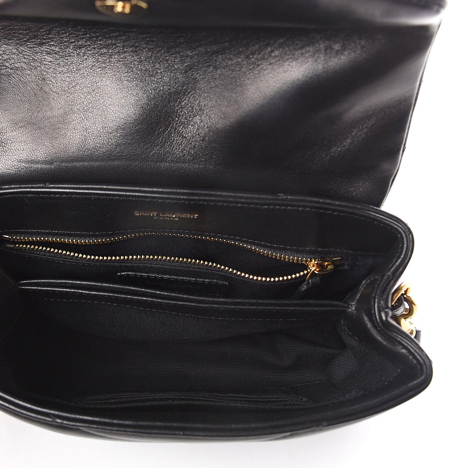 Saint Laurent Calfskin Y Quilted Monogram Toy Loulou Crossbody Bag Black 4 of 8