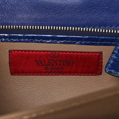 Valentino Garavani Alligator Flap Clutch Blue 7 of 11