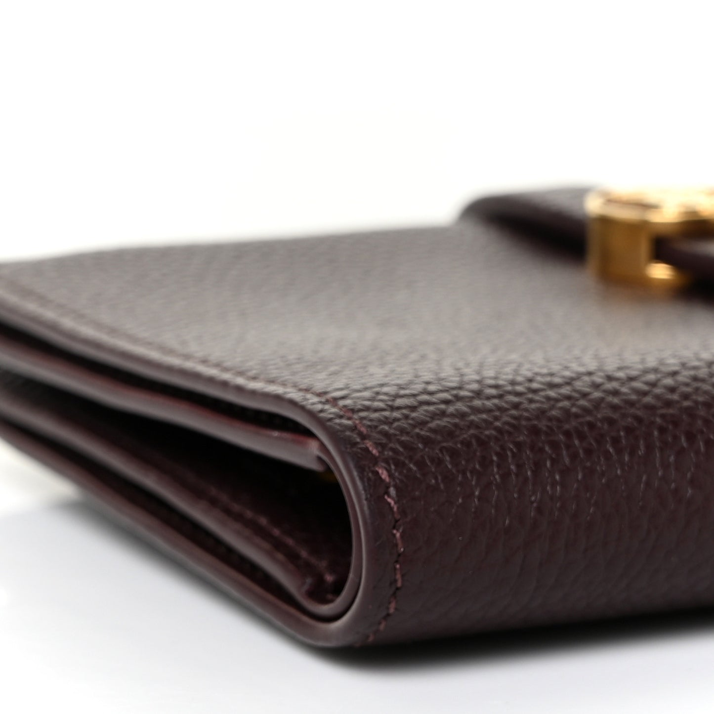 Grainy Calfskin Monogram Motif Folding Wallet Brown