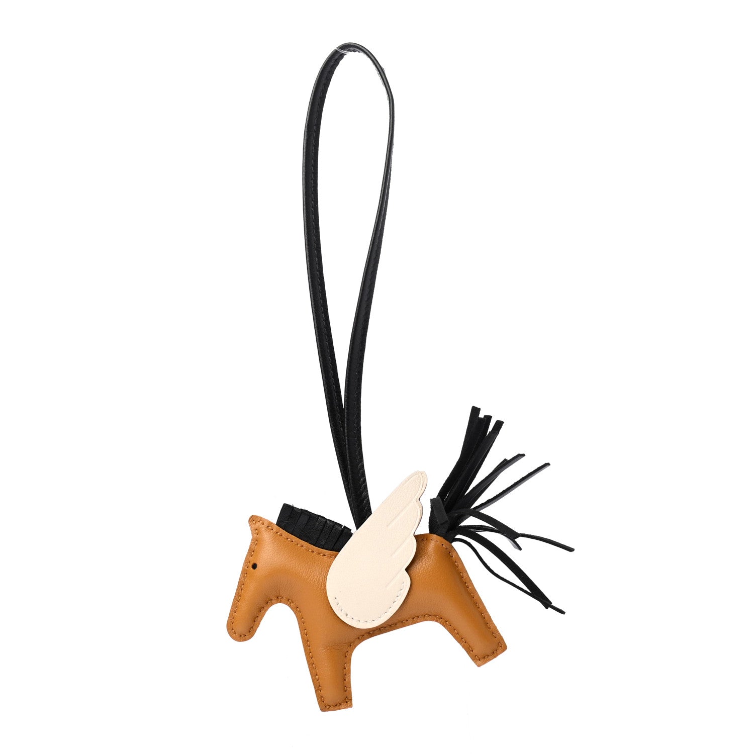 Hermes Milo Lambskin Grigri Rodeo Pegase Horse Bag Charm PM Sesame Black Nata 1 of 4