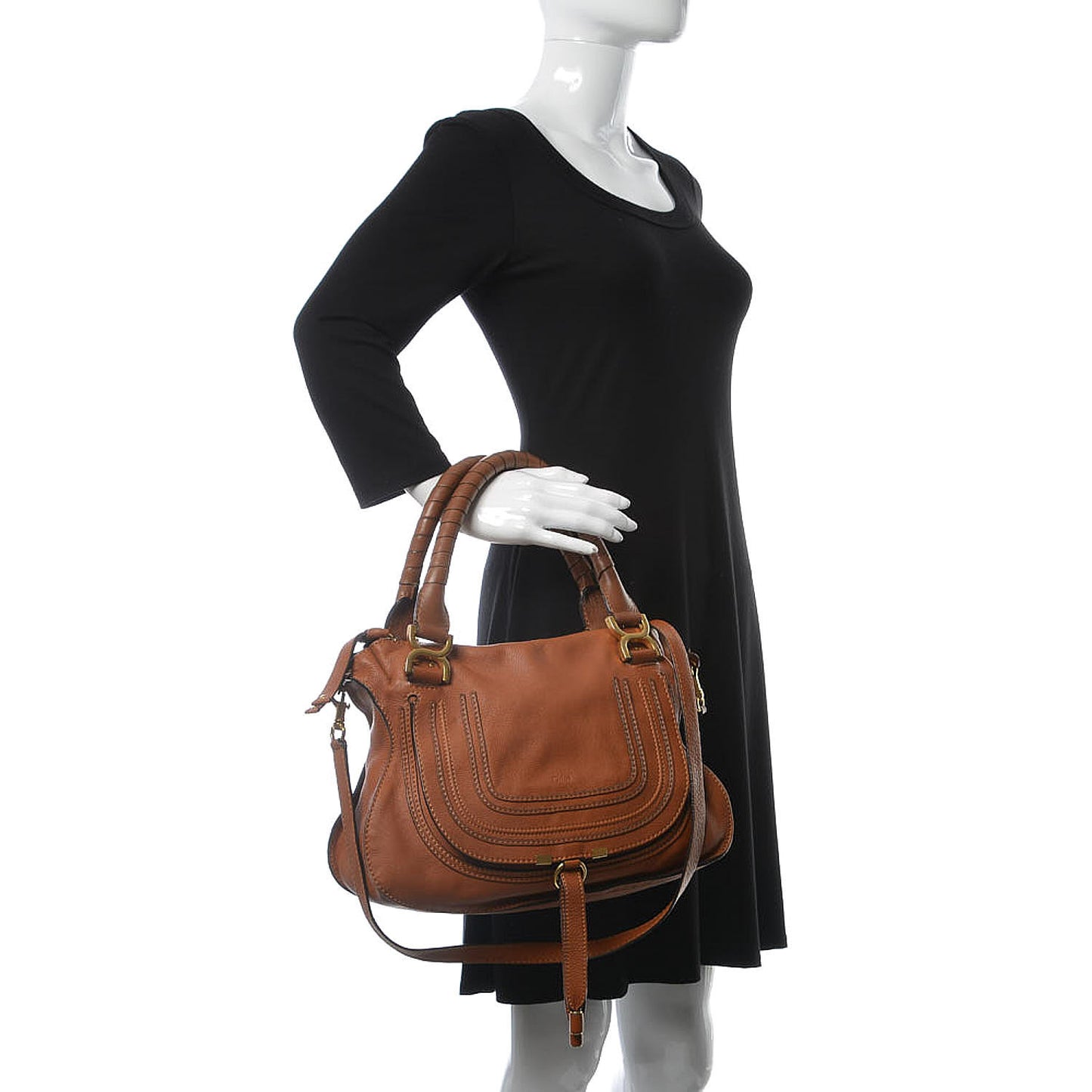 Calfskin Medium Marcie Satchel Tan