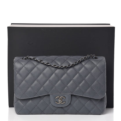 Chanel Caviar Quilted Jumbo Double Flap Dark Grey 10 of 10