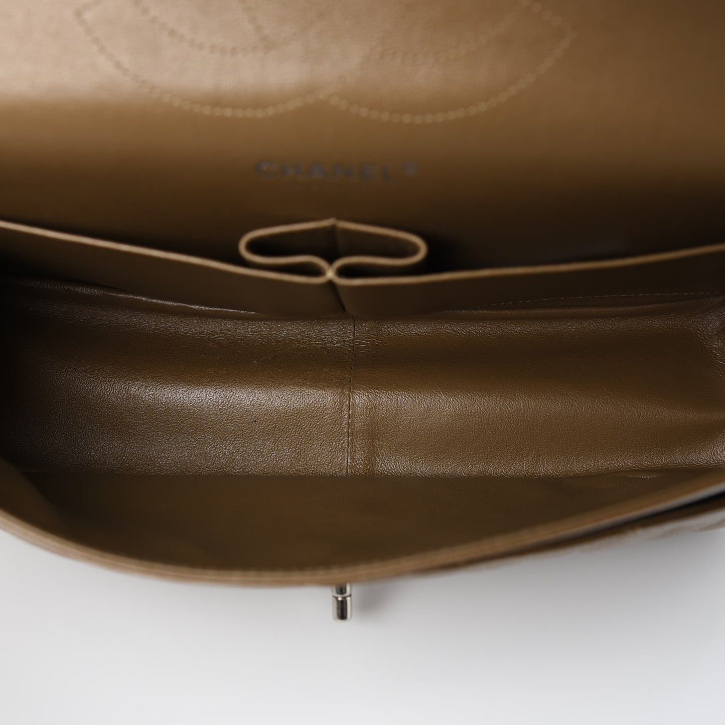 Caviar Quilted Jumbo Double Flap Dark Beige