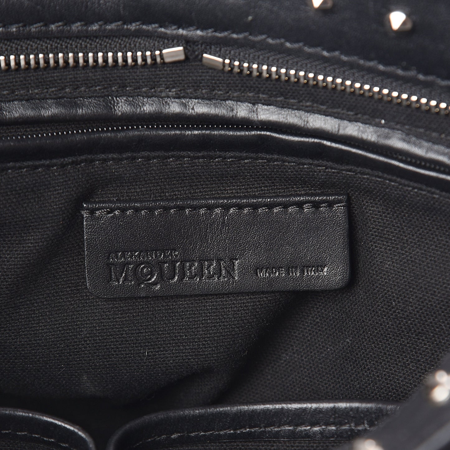 Calfskin Small Studded Padlock Zip Around Tote Black