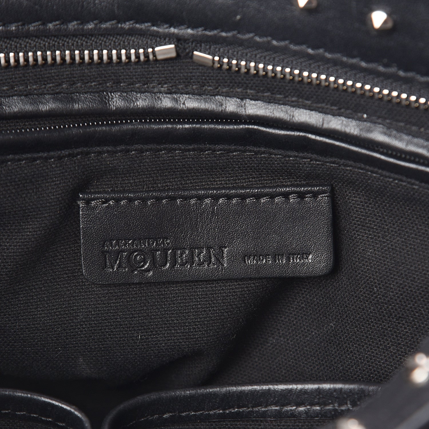 Alexander McQueen Calfskin Small Studded Padlock Zip Around Tote Black 7 of 9