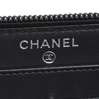 Chanel Caviar Chevron Quilted Zip Around Boy Wallet Black 6 of 8
