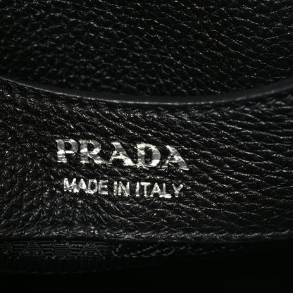 Prada Vitello Daino Soft Mini Zippered Top Handle Bag Black 6 of 9
