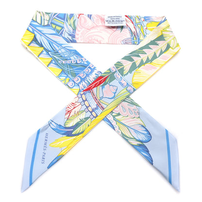 Hermes Silk La Danse Pacifique Twilly Bleu Ciel Vert Rose 1 of 4