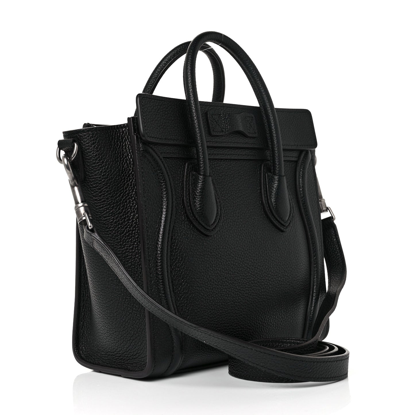 Drummed Calfskin Nano Luggage Black